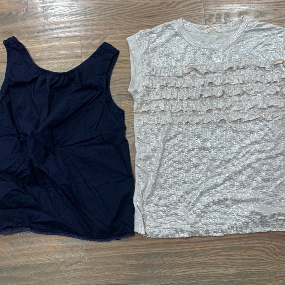 Crewcuts by J crew girls tops size 14 one gold shirt and one sleeveless navy top